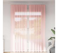 Voile Curtains Pink 140x260 cm 2 pcs 100% Polyester Sheer Window Panels Eyelets