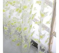 Voile Curtains Tulle Flower Printed Light Filtering Drape for Window and Door, 100x200cm, Versatile Home Textiles for Bathroom, Bedroom, Kitchen