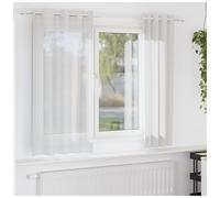 Voile Curtains White 140x175cm Sheer Polyester Eyelet Grommet Panels 2pc Set