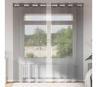 Voile Curtains with Eyelets, Light Brown, 140 x 225 cm, Pack of 2, Semi-Transparent Curtain for Living Room, Bedroom, Kitchen, Privacy Screen and Light Filtering, Polyester Fabric, Easy to Assemble
