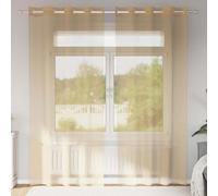 Voile Curtains with Eyelets, Pack of 2, Sand Colour, 140 x 225 cm, 100% Polyester, Semi-Transparent, Privacy Screen and Light Filter for Living Room, Bedroom, Kitchen