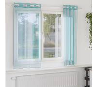 Voile Curtains with Eyelets, Pack of 2, Turquoise, 140 x 175 cm, 100% Polyester, Transparent and Opaque, Versatile for Living Room, Bedroom, Kitchen, Lightweight Privacy Screen and Decoration