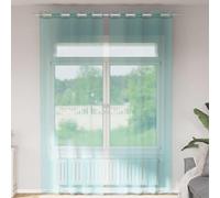 Voile Curtains with Eyelets, Pack of 2, Turquoise, 140 x 300 cm, 100% Polyester, Semi-Transparent Curtain for Living Room, Bedroom, Kitchen, Privacy Screen and Decoration with Easy Assembly and