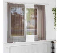 Voile curtains with flap, pack of 2, brown, 140 x 140 cm, 100% polyester, semi-transparent, suitable for curtain rods, opaque, translucent, easy to clean