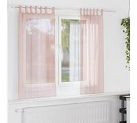 Voile Curtains with Loops, Pack of 2, Light Pink, 140 x 175 cm, Transparent Curtains for Living Room, Bedroom, Kitchen, Privacy Screen and Breathable, Can be Combined with Blackout Curtains