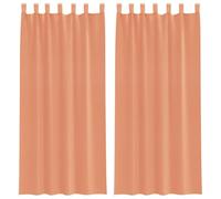 Voile Curtains with Loops, Pack of 2, Terracotta Red, 140 x 245 cm, Transparent Semi-Transparent Polyester Curtain for Living Room, Bedroom, Kitchen with Privacy Screen and Light Blackout