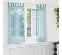 Voile Curtains with Loops, Pack of 2, Turquoise, 140 x 140 cm, 100% Polyester, Transparent, Privacy Screen, Curtain for Living Room, Bedroom, Kitchen, Easy Care, Combinable, Modern Design