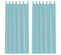 Voile Curtains with Loops, Pack of 2, Turquoise, 140 x 245 cm, 100% Polyester, Semi-Transparent Curtain for Living Room, Bedroom, Kitchen, Window, Privacy Screen and Light Filter