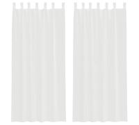 Voile Curtains with Loops, Pack of 2, White, 140 x 225 cm, Transparent, Semi-Transparent, Opaque, Curtain for Living Room, Bedroom, Kitchen, Window, Modern Scarf, Easy Care