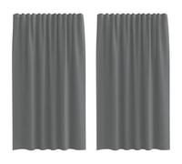 Voile Curtains with Rod Pockets, Pack of 2, Dark Grey, 140 x 175 cm, 100% Polyester, Semi-Transparent, Privacy Screen, Curtain for Living Room, Bedroom, Kitchen