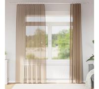 Voile Curtains with Rod Pockets, Pack of 2, Light Brown, 140 x 225 cm, 100% Polyester, Semi-Transparent Curtain for Living Room, Bedroom, Kitchen, Privacy Screen and Decoration