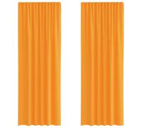 Voile curtains with rod pockets, pack of 2, orange, 140 x 260 cm, 100% polyester, semi-transparent, easy to wash, as privacy screen and decoration for living room, bedroom, kitchen, modern
