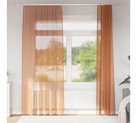 Voile Curtains with Rod Pockets, Terracotta, Pack of 2, 140 x 245 cm, Transparent, Semi-Transparent for Living Room, Bedroom, Kitchen, Window with Privacy Screen and Light Blackout