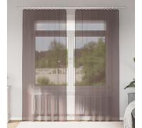 Voile curtains with tab, pack of 2, brown, 140 x 245 cm, 100% polyester, transparent, opaque, suitable for curtain rods, ideal for living room, bedroom, kitchen, balcony
