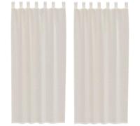 Voile Curtains with Tab, Pack of 2, Cream 140 x 245 cm, 100% Polyester, Transparent, Opaque, for Living Room, Bedroom, Kitchen, Easy Washable, Versatile, Suitable for Curtain Rods