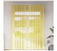 Voile Curtains Yellow 140x260cm 100% Polyester Sheer Eyelet Grommet 2pcs Privacy