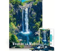 Voile De La Mariée Waterfall, La Reunion Jigsaw Puzzle 1000 Think Boost Game Tight Lock No Loose Pieces Interactive Brain Challenge for Home (50x75cm)