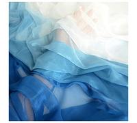 Voile fabric Kam Silk Crepe Gradient Printed Chiffon Fabric 140cm Wide Sold By The Meter For Skirt Clothing Handmade(Color:sea blue gradient white)