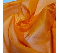 Voile Lawn Fabric, 100% Cotton, Superior Luxury Handle Sheer Gauze Material. Finest Muslin, 17 Colors. Dressmaking, Curtain,Crafts,Face Masks. Bright Orange, 5 Meter