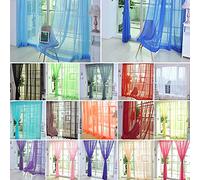 Voile Sheer Window Curtain Panels Solid Rod Pocket Transparent Mesh Modern Bedroom Living Room Door Decoration Semi-sheer Breeze Privacy Partition