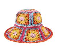 Voilipex Floppy Straw Sun Hat Foldable Packable Wide Brim Summer Beach Hat Crochet Bucket Hat for Women, 1 Rose, One Size