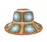 Voilipex Multicolor Floral Crochet Straw Sun Hat Foldable Packable Wide Brim Bucket Hat Summer Beach Hat for Women, Yellow, One Size