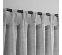 VOILYBIRD Grey Linen Semi Sheer Curtains Tab Top Light Filtering Elegant Curtains & Drapes for Living Room 52 x 96 Inches Long, Set of 2 Panels
