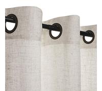 VOILYBIRD Linen Curtains with Eyelets Natural Linen Texture Curtains for Windows Bedroom Living Room H x W 220 x 140 cm Pack of 2
