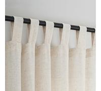 VOILYBIRD Natural Linen Semi Sheer Curtains Tab Top Light Filtering Elegant Curtains & Drapes for Bedroom 52 x 63 Inch Length, Set of 2 Panels