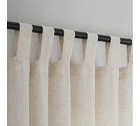 VOILYBIRD Natural Linen Semi Sheer Curtains Tab Top Light Filtering Elegant Curtains & Drapes for Living Room 52 x 84 Inch Length, Set of 2 Panels