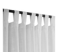 VOILYBIRD White Linen Semi Sheer Curtains Tab Top Light Filtering Elegant Curtains & Drapes for Living Room 52 x 108 Inches Long, Set of 2 Panels