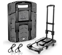 Voipvvii Folding Hand Truck 500lbs, Portable Heavy Duty Dolly Cart, 6 Wheels Collapsible Luggage Cart with 2 Elastic Ropes - Compact Trolley Cart for Easy Moving - Ideal Hand Cart for Travel and More