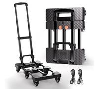 Voipvvii Folding Hand Truck 500lbs, Portable Heavy Duty Dolly Cart, 6 Wheels Collapsible Luggage Cart with 2 Elastic Ropes - Compact Trolley for Easy Moving - Ideal Hand Cart for Travel and More