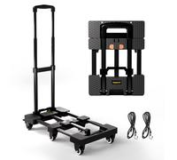 Voipvvii Folding Hand Truck 500lbs, Portable Heavy Duty Dolly Cart, 6 Wheels Collapsible Luggage Cart with 2 Elastic Ropes - Compact Trolley Cart for Easy Moving - Ideal Hand Cart for Travel and More