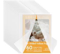 VOISEN 60Pack Vellum Jackets for 5x7 Invitations,115GSM Pre Folded Vellum Wraps, Wedding Birthday Invitation Vellum Paper, Transparent Wedding Invitation 5x7 Vellum Jackets