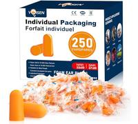 VOISEN Ear Plugs, 250 Pairs Ear Plugs for Sleeping, 32dB NRR 37dB SNR Earplugs, Noise Cancelling for Snoring, Learning, Loud Events, Travel & Concerts, Single Pack