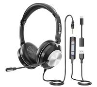 Voistek USB Headset with Microphone for Laptop,PC Headphones with USB/Type-C/3.5mm Jack,Computer Headset with Noise Cancelling Mic,In-Line Volume Control & Mute Button for Call Centres,Home,Office
