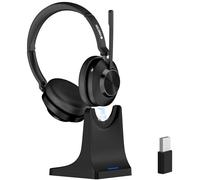 Voistek Wireless Headset with Microphone Noise Cancelling,Bluetooth Headset with USB Dongle & Charging Dock,50H Battery,Mute Function for Office,PC,Laptop,Skype,Zoom,Teams,Call Center