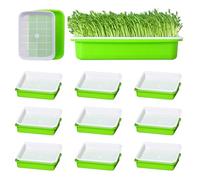Voittozege 10 Pack Seed Sprouter Tray Microgreens Growing Trays BPA Free Nursery Tray Sprouts Growing Tray Cat Grass Tray for Indoors or Outdoors Sprouting Seeds, Cat Grass, Beans,Wheatgrass