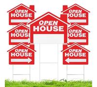Voittozege 7 Pcs Open House Signs,18 x 14 Inch Double-Sided Yard Signs with Metal H Stakes,Open House Real Estate Signs Heavy Duty Property Sale Directional Arrows Signs for Real Estate Agent Supplies