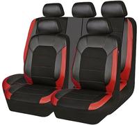 VOIV 9 Pcs Car Seat Covers Full Set for Ford C-MAX 2010 2011 2012 2013 2014 2015 2016 2017 2018 2019, Leather Seat and Headrest Covers Side Airbag Compatible 5-seater Accessories,C Red