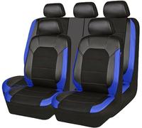 VOIV 9 Pcs Car Seat Covers Full Set for Ford C-MAX 2010 2011 2012 2013 2014 2015 2016 2017 2018 2019, Leather Seat and Headrest Covers Side Airbag Compatible 5-seater Accessories,D Blue