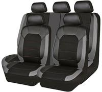 VOIV 9 Pcs Car Seat Covers Full Set for Ford C-MAX 2010 2011 2012 2013 2014 2015 2016 2017 2018 2019, Leather Seat and Headrest Covers Side Airbag Compatible 5-seater Accessories,B Grey