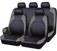 VOIV 9 Pcs Car Seat Covers Full Set for Ford Fiesta MK6 2002 2003 2004 2005 2006 2007 2008, Leather Seat and Headrest Covers Side Airbag Compatible 5-seater Accessories,B Grey