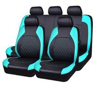 VOIV 9 Pcs Car Seat Covers Full Set for Ford Fiesta MK6 2002 2003 2004 2005 2006 2007 2008, Leather Seat and Headrest Covers Side Airbag Compatible 5-seater Accessories,E Green