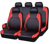 VOIV 9 Pcs Car Seat Covers Full Set for KIA Stonic 2017 2018 2019 2020 2021 2022 2023, Leather Seat and Headrest Covers Side Airbag Compatible 5-seater Accessories,C Red