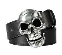 VOIV Big Skull Face Heavy Metal Buckle Belt Men Skeleton Head Rock and Roll Style Punk Perform Clothing Accessories