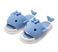 VOIV Cute Multi Colored Whale Linen Pillow Slipper Cloud Slides Non-Slip Summer Slipper, Blue, 9-10