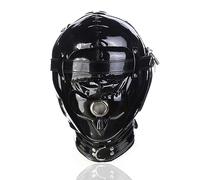 VOIV Lockable Leather Mask Hood for Masquerade Halloween Mardi Gras Party