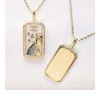 VOIV Zodiac Amulet Necklace, Zodiac Sign Tarot Card Pendant Necklace, 18k Colored Birthstone Necklace Constellation Jewelry Gift for Women (AQUARIUS)